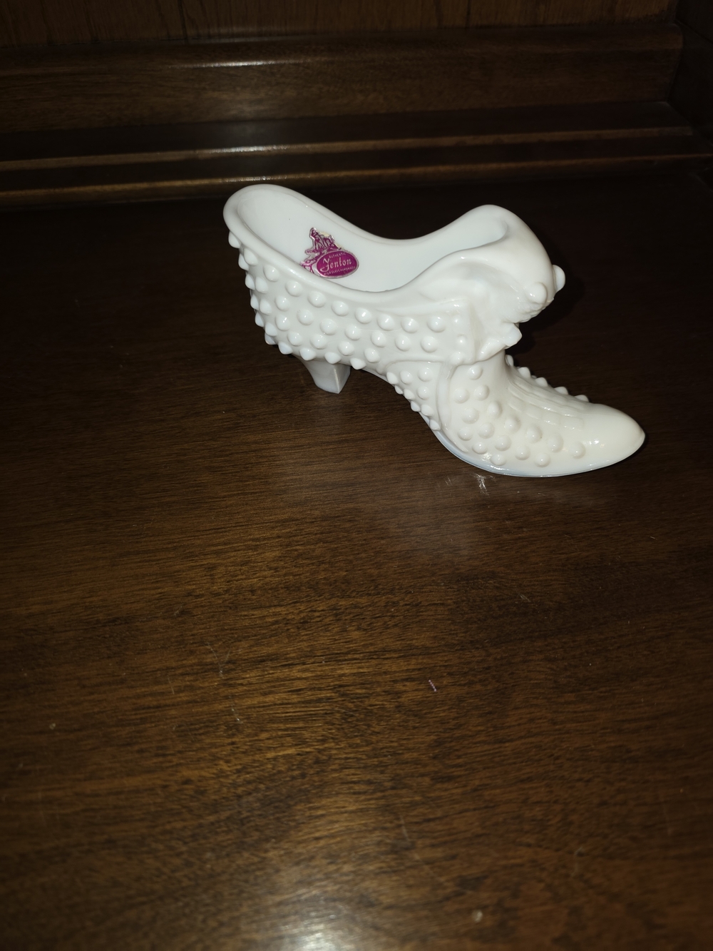Fenton White Hobnail Glass Shoe X1